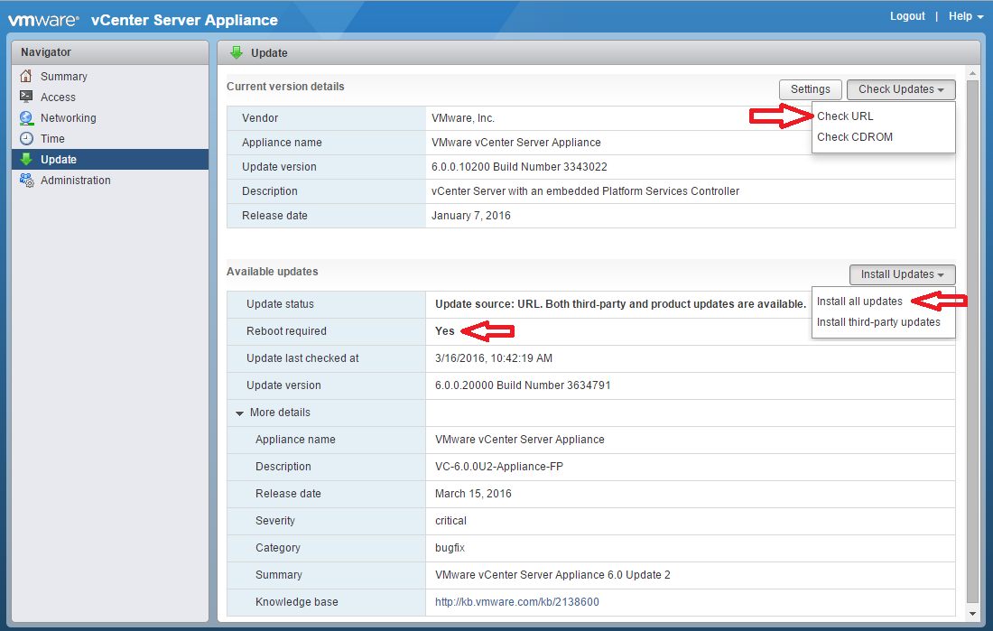 Updating VCSA to 6.0U2 using the Appliance Management UI – vHersey ...