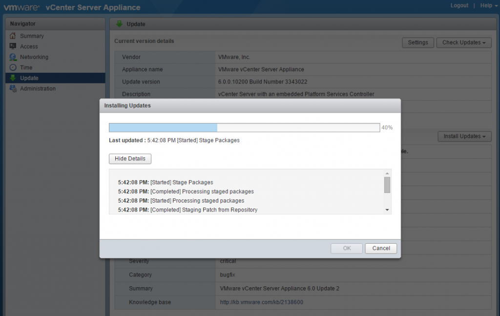 Updating VCSA to 6.0U2 using the Appliance Management UI – vHersey ...